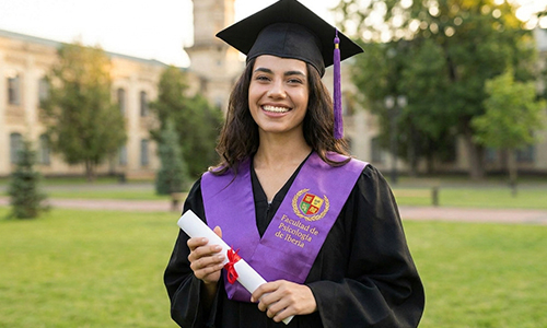 Beca de graduaci&oacute;n morada